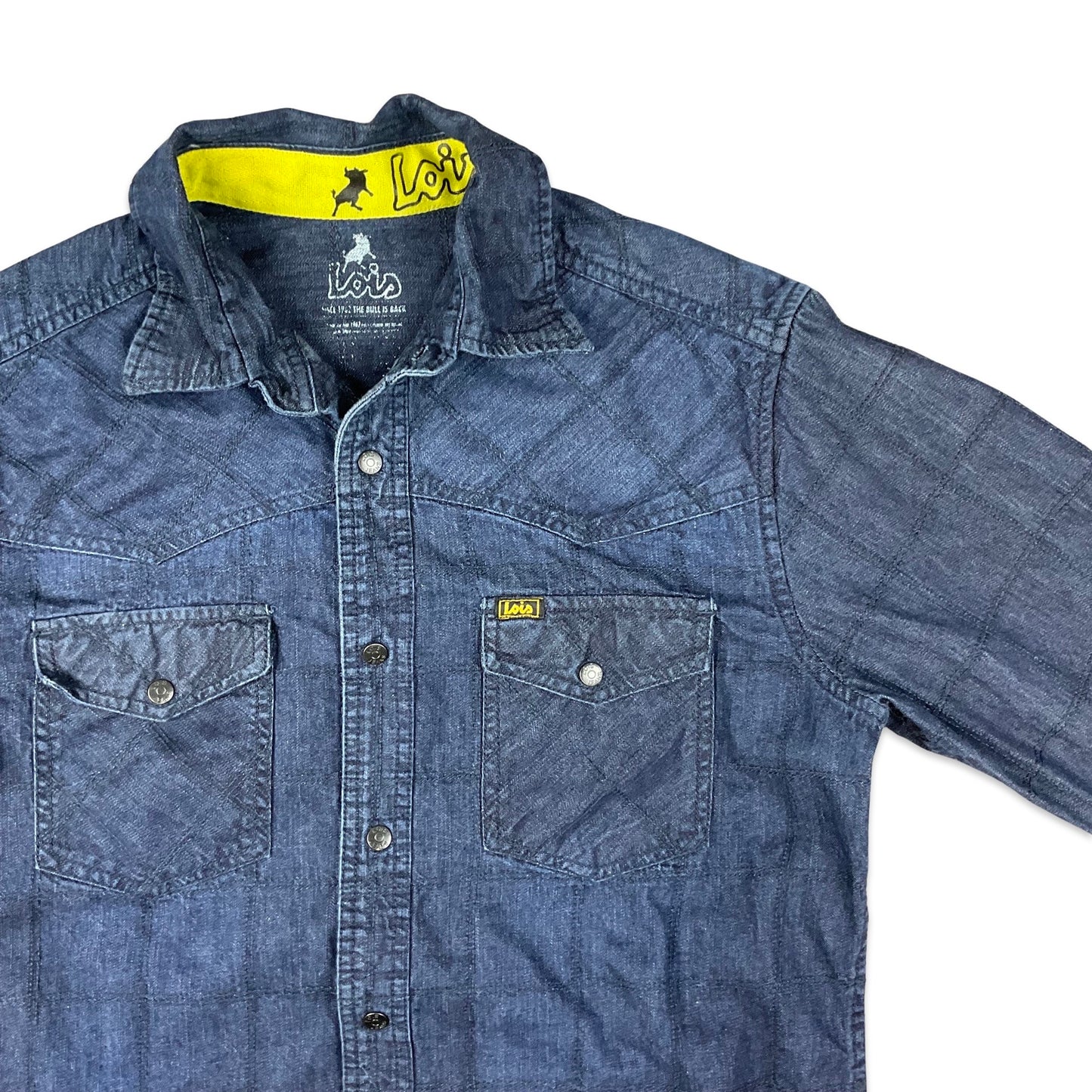 Lois Checked Blue Denim Shirt S M