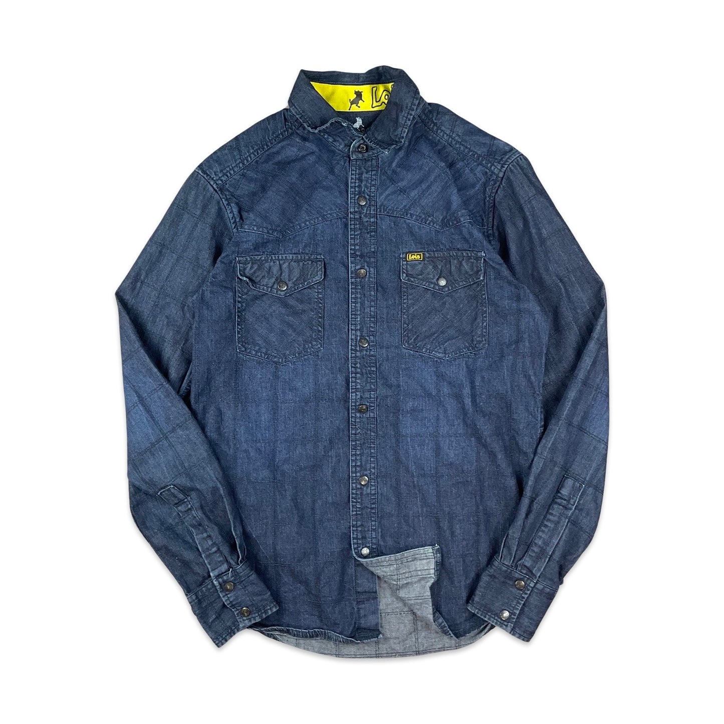 Lois Checked Blue Denim Shirt S M