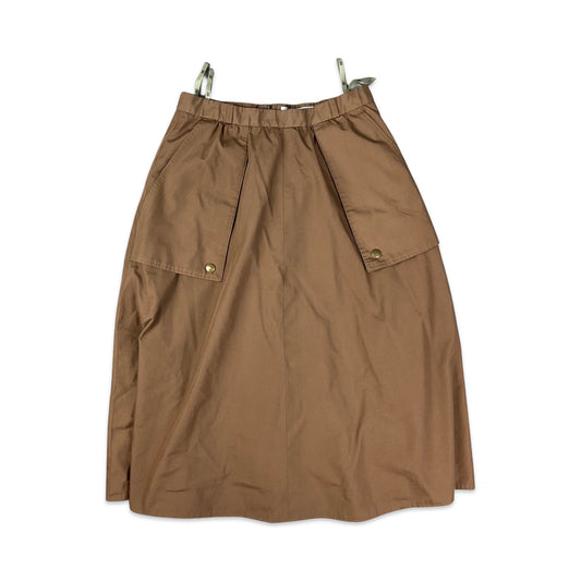 Vintage 80s Brown A-line Midi Skirt 8