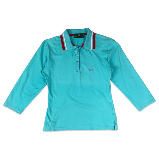 Vintage Fred Perry Teal Red & White Rugby Shirt 6 8