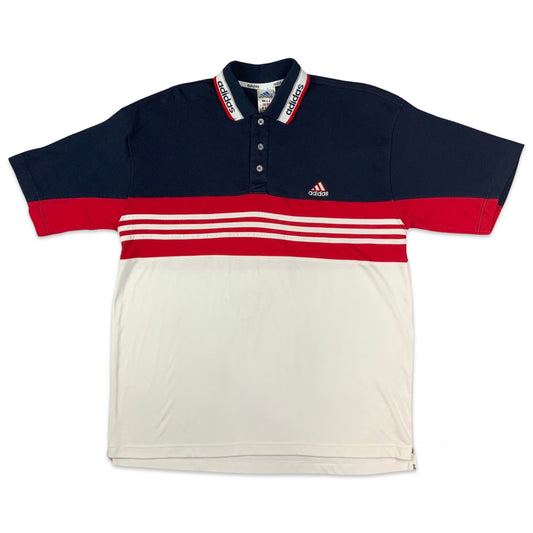 Vintage Adidas Navy Red & White Polo Shirt M L
