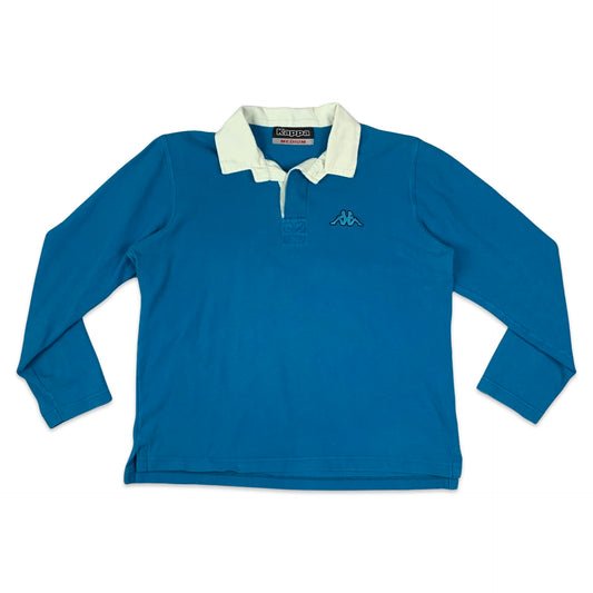 Vintage Blue Kappa Long Sleeve Polo Shirt S M