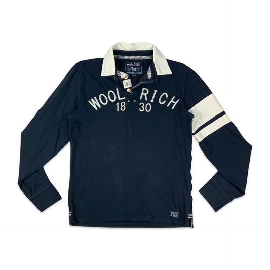 Vintage 90s Navy & White Woolrich Polo Shirt S M
