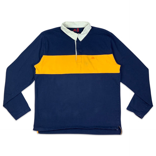 Vintage Navy & Yellow Kappa Rugby Shirt L XL