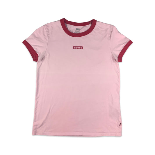 Vintage Levis Pink & Red Ringer Tee T-Shirt 6 8