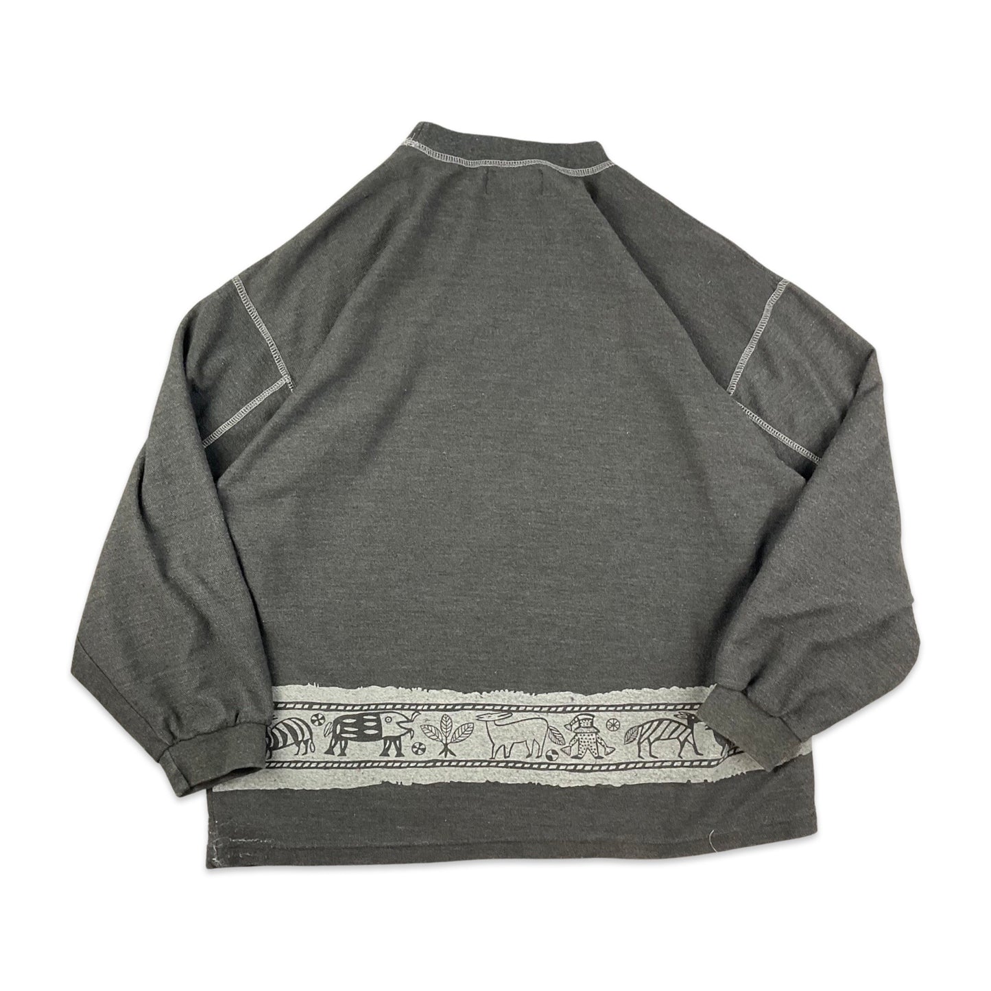 Vintage Grey Graphic Print Sweatshirt L XL