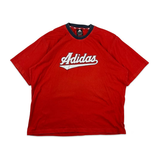 Vintage Y2K Red Adidas Tee T-Shirt XL XXL