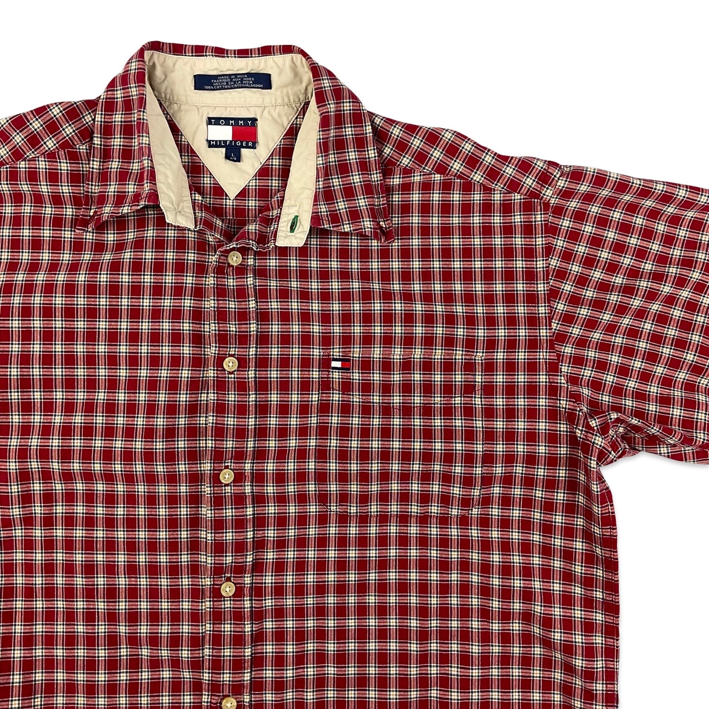 Vintage 90s Tommy Hilfiger Red Plaid Shirt XL XXL