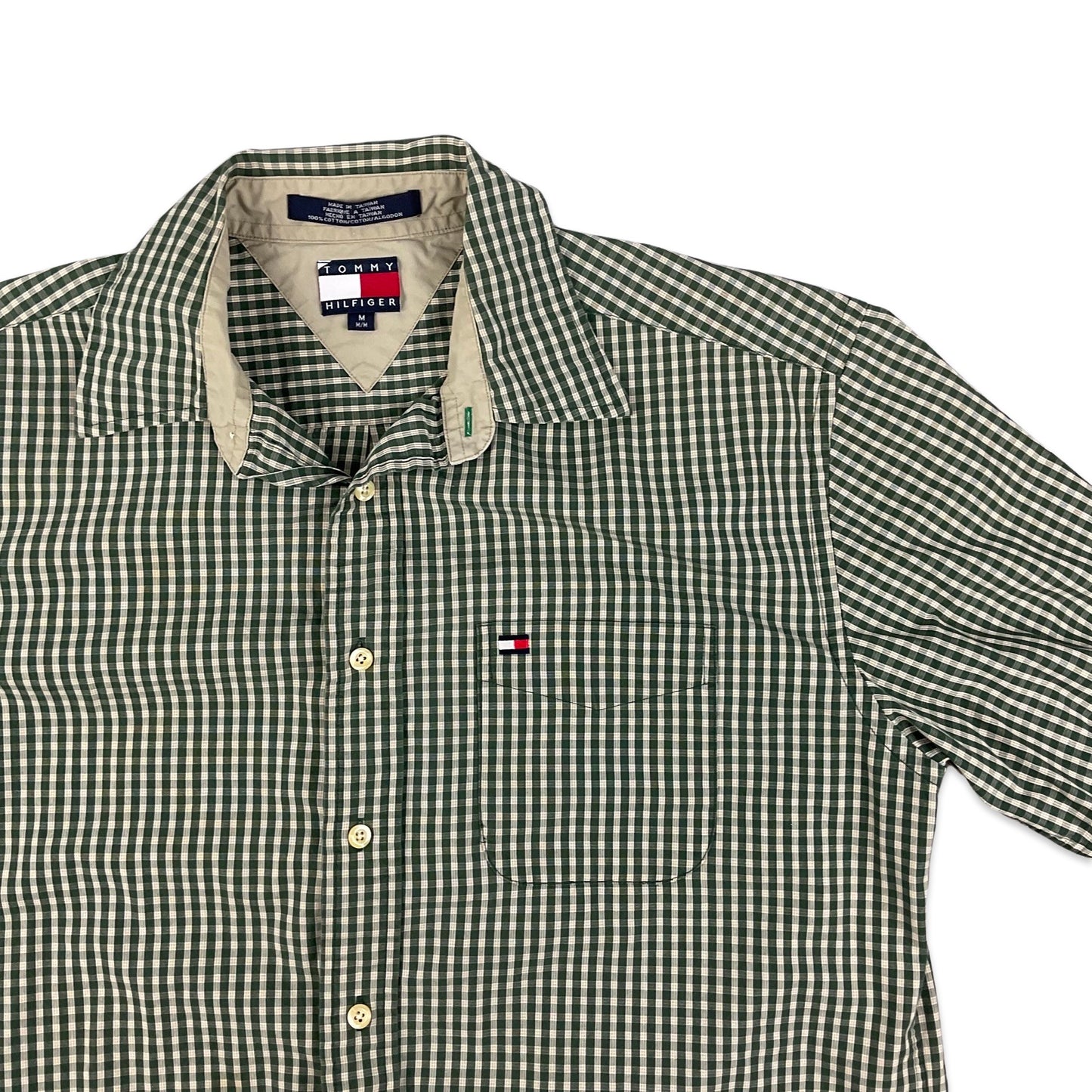 Vintage 90s Tommy Hilfiger Green Plaid Shirt M L