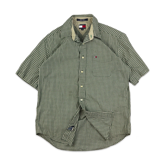 Vintage 90s Tommy Hilfiger Green Plaid Shirt M L