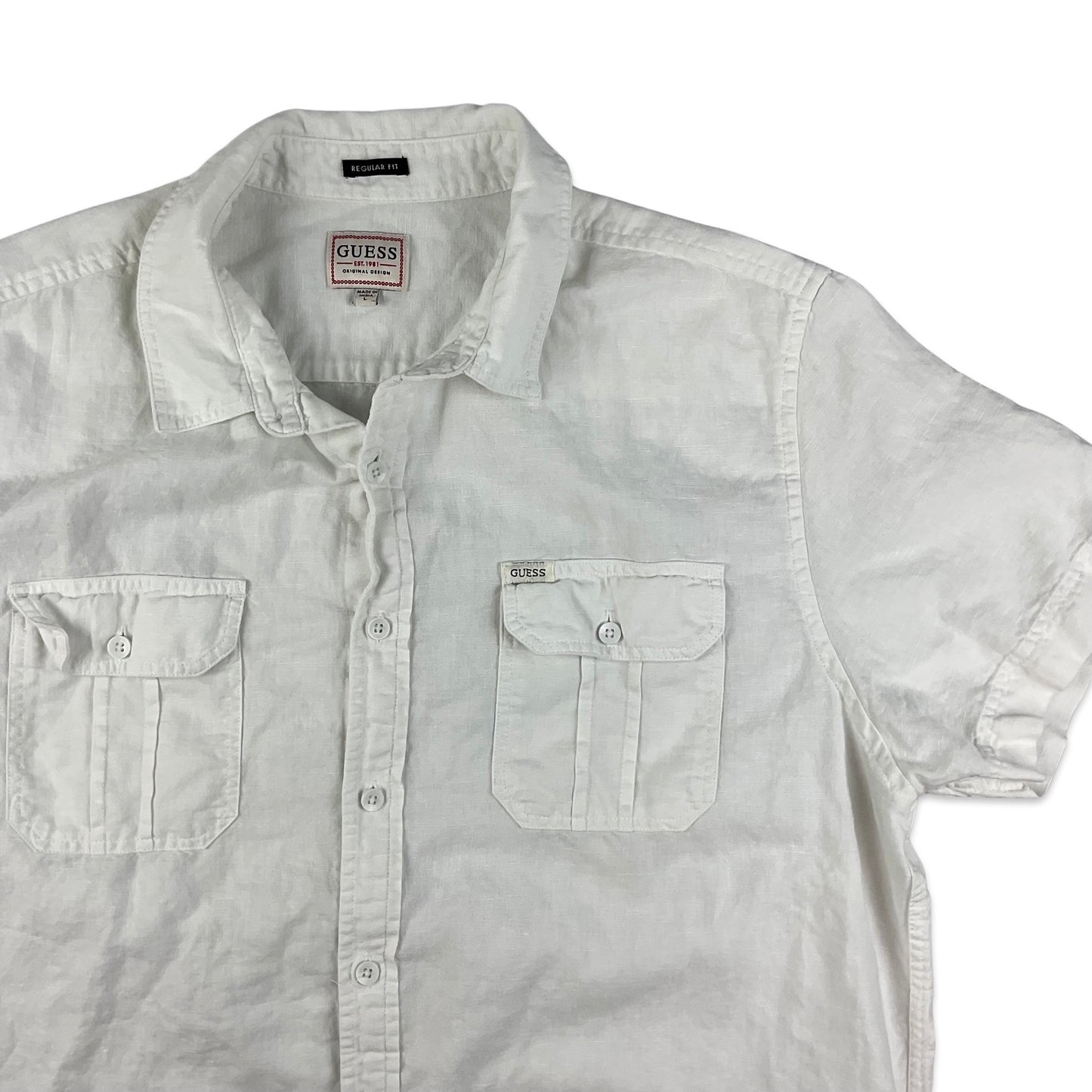 Guess White Linen Shirt L XL