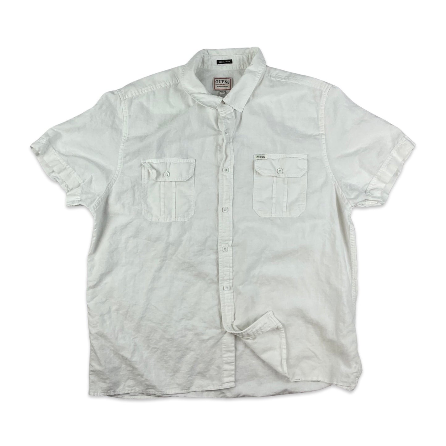 Guess White Linen Shirt L XL