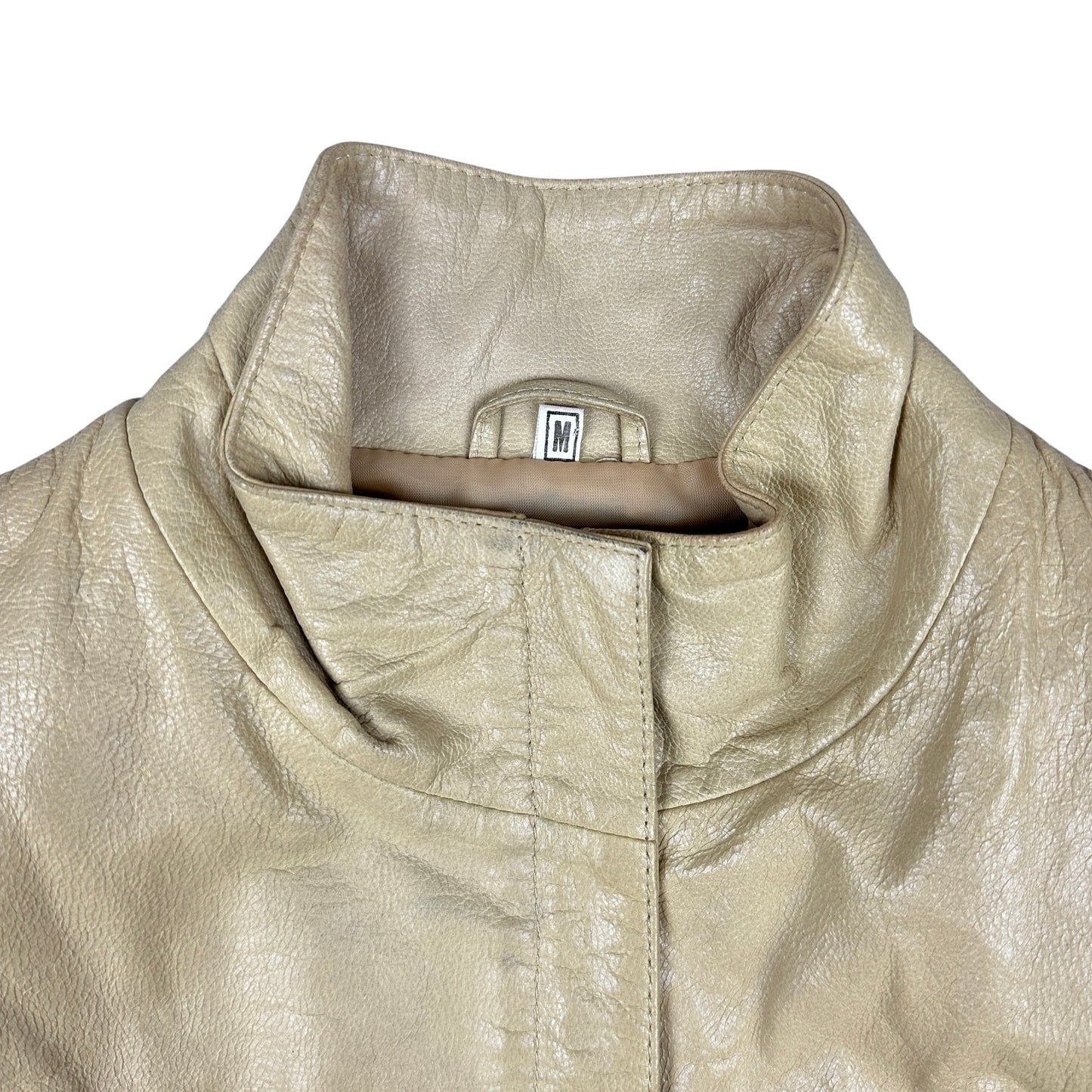 Vintage 90s Y2K Beige Leather Coat 12