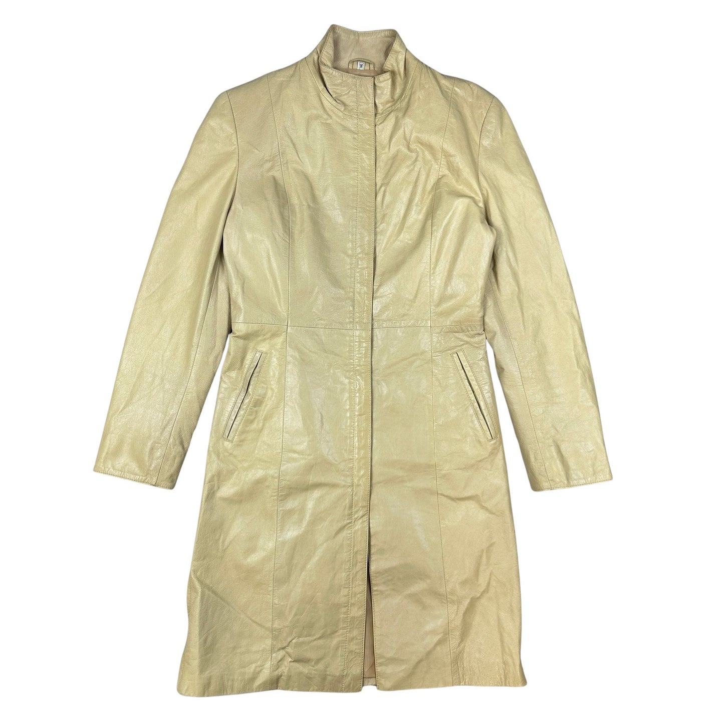 Vintage 90s Y2K Beige Leather Coat 12