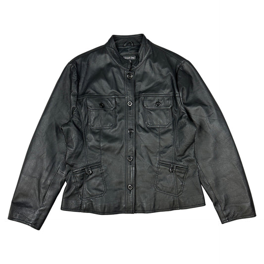 Vintage Y2K Ladies Black Leather Jacket 16