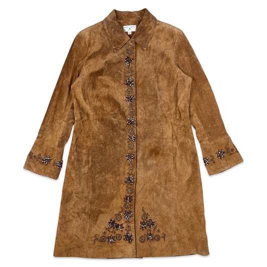 Vintage Preloved Rick Cardona Embellished Suede Jacket 16 18
