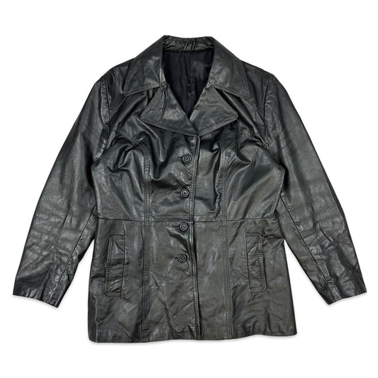 Vintage 70S Ladies Black Leather Jacket 16