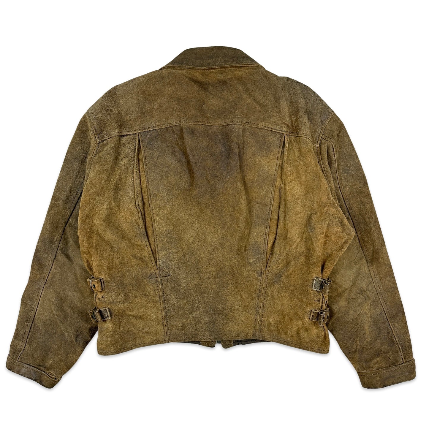 90s Vintage Brown Suede Biker Jacket XL