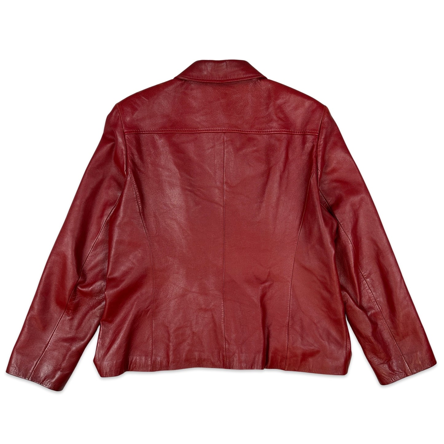 Y2K Vintage Gerry Weber Red Leather Jacket 14 16