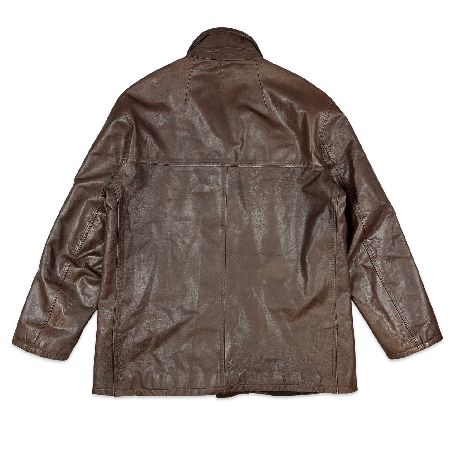 90s Vintage Brown Leather Jacket 2XL