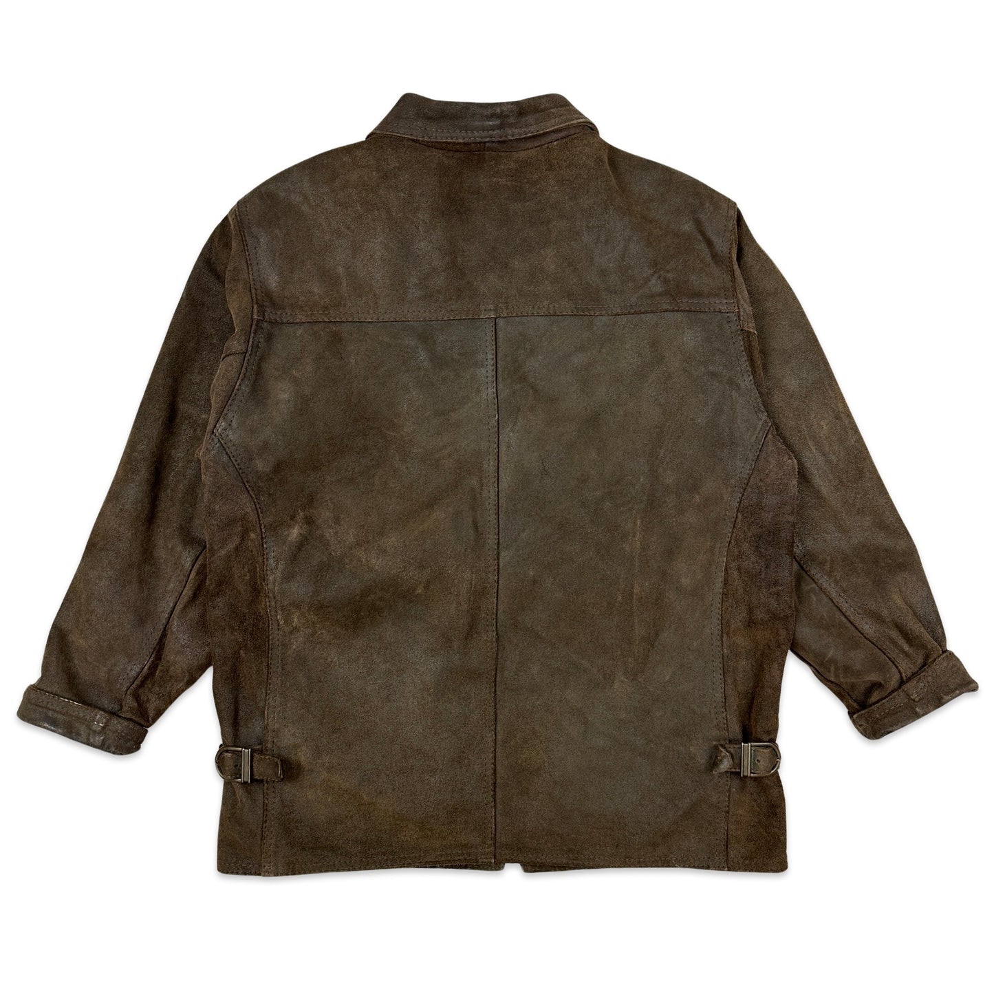 90s Y2K Vintage Brown Leather Jacket XL