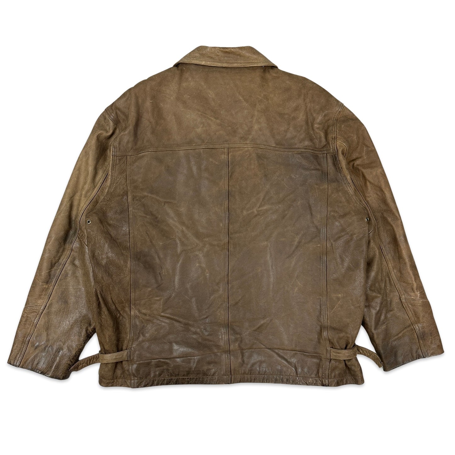 90s Vintage Brown Leather Jacket XL