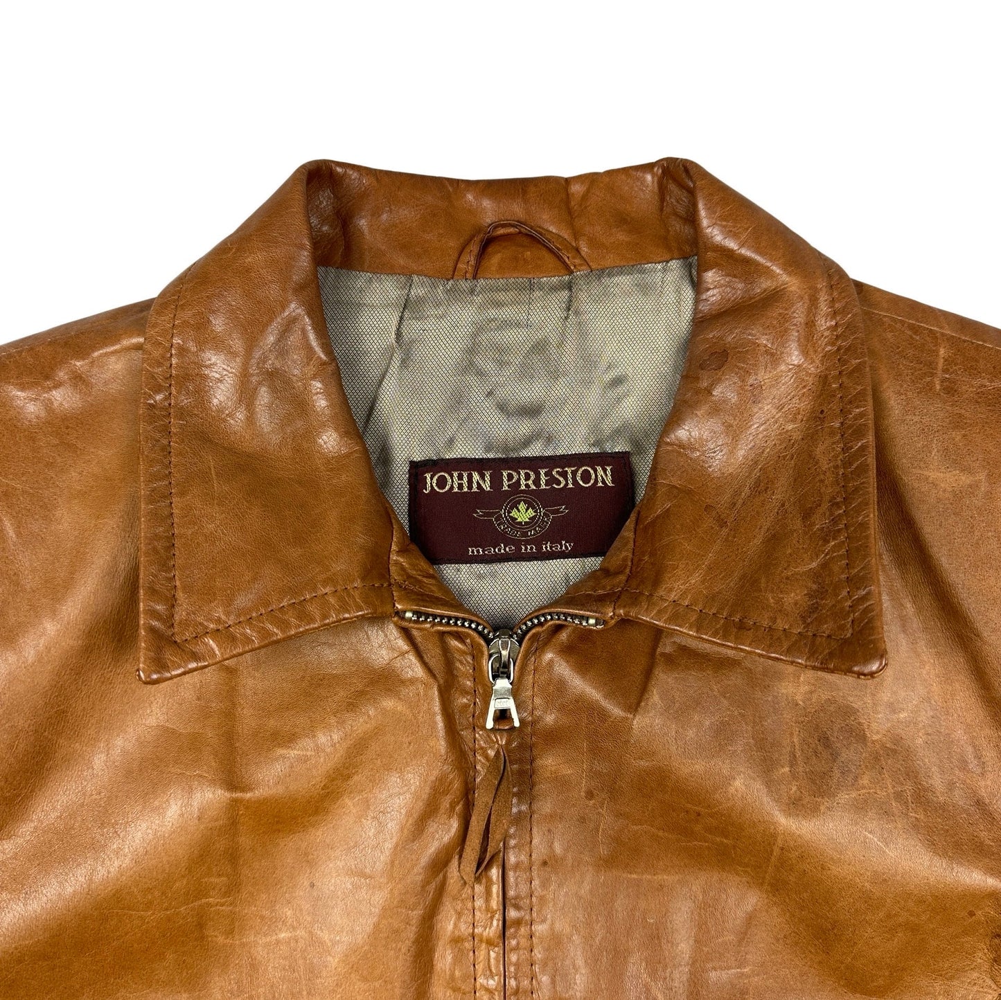 90s Vintage Tan Leather Jacket 14