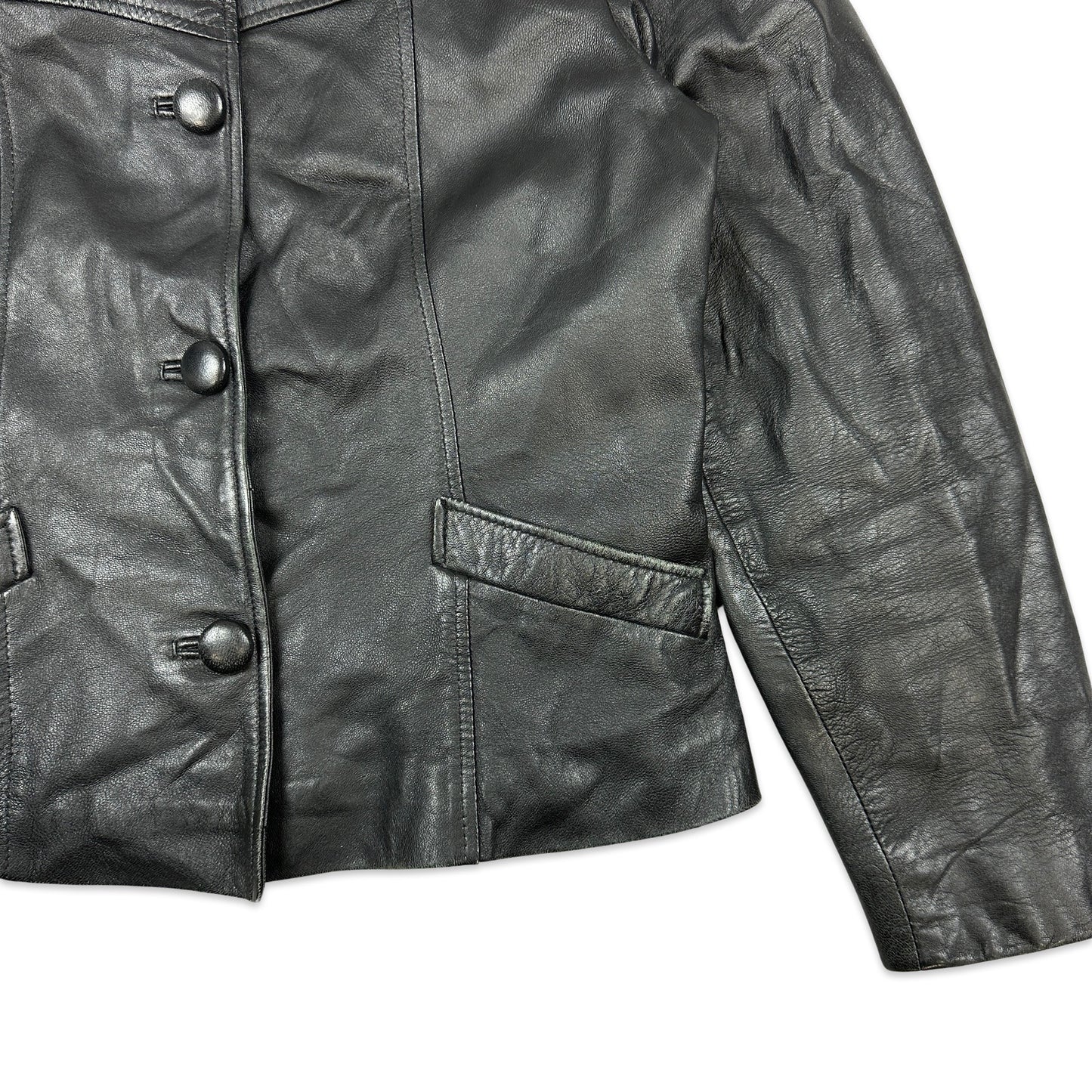 SVintage Black Leather Jacket 12
