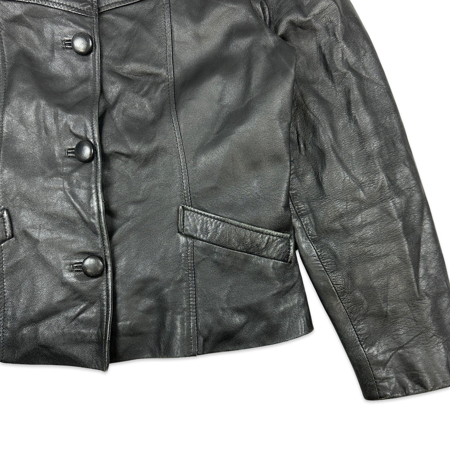 SVintage Black Leather Jacket 12