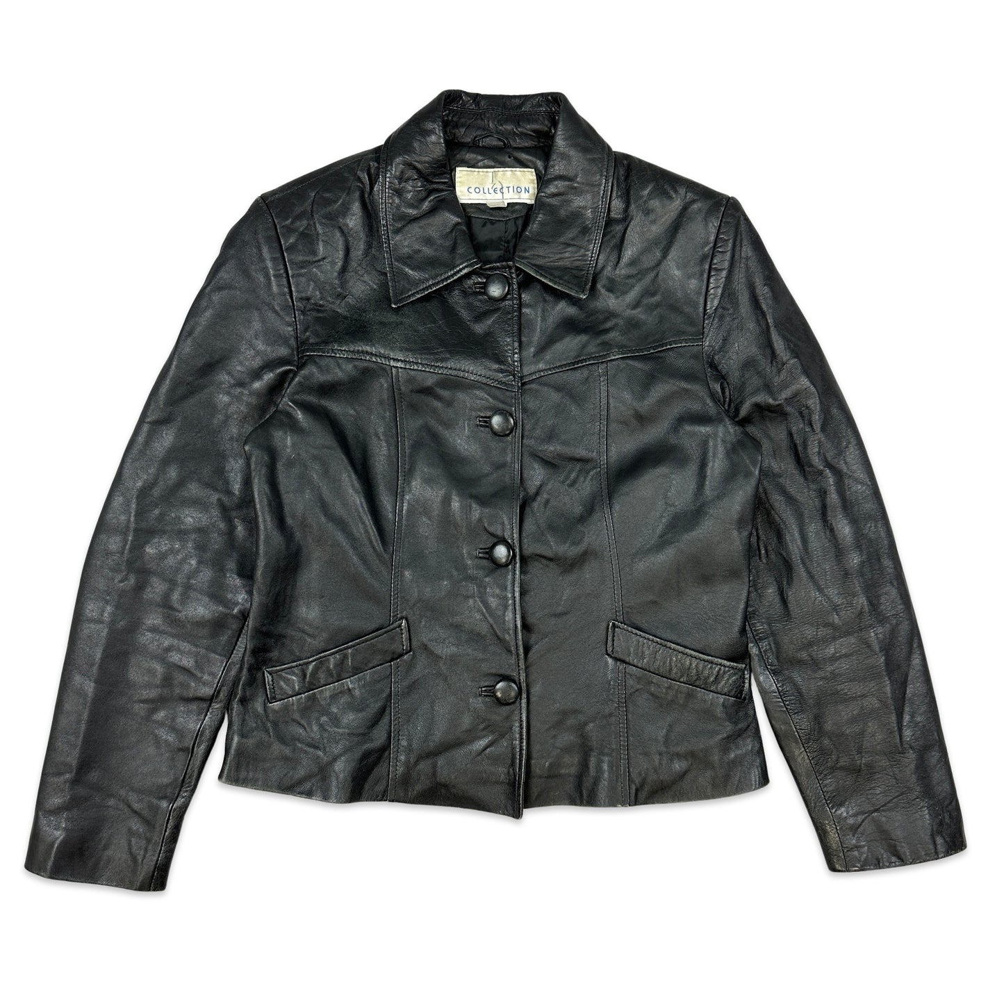 SVintage Black Leather Jacket 12