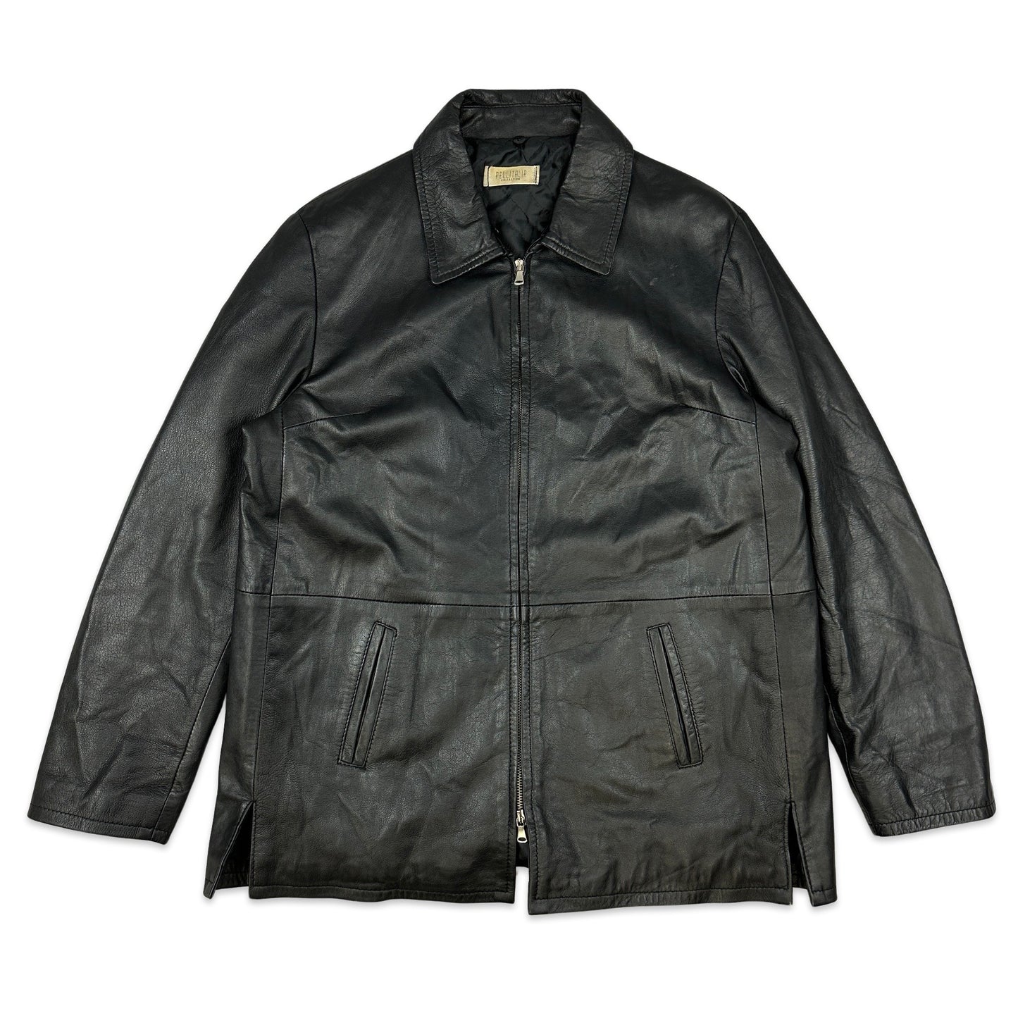 90s Vintage Black Leather Jacket 16