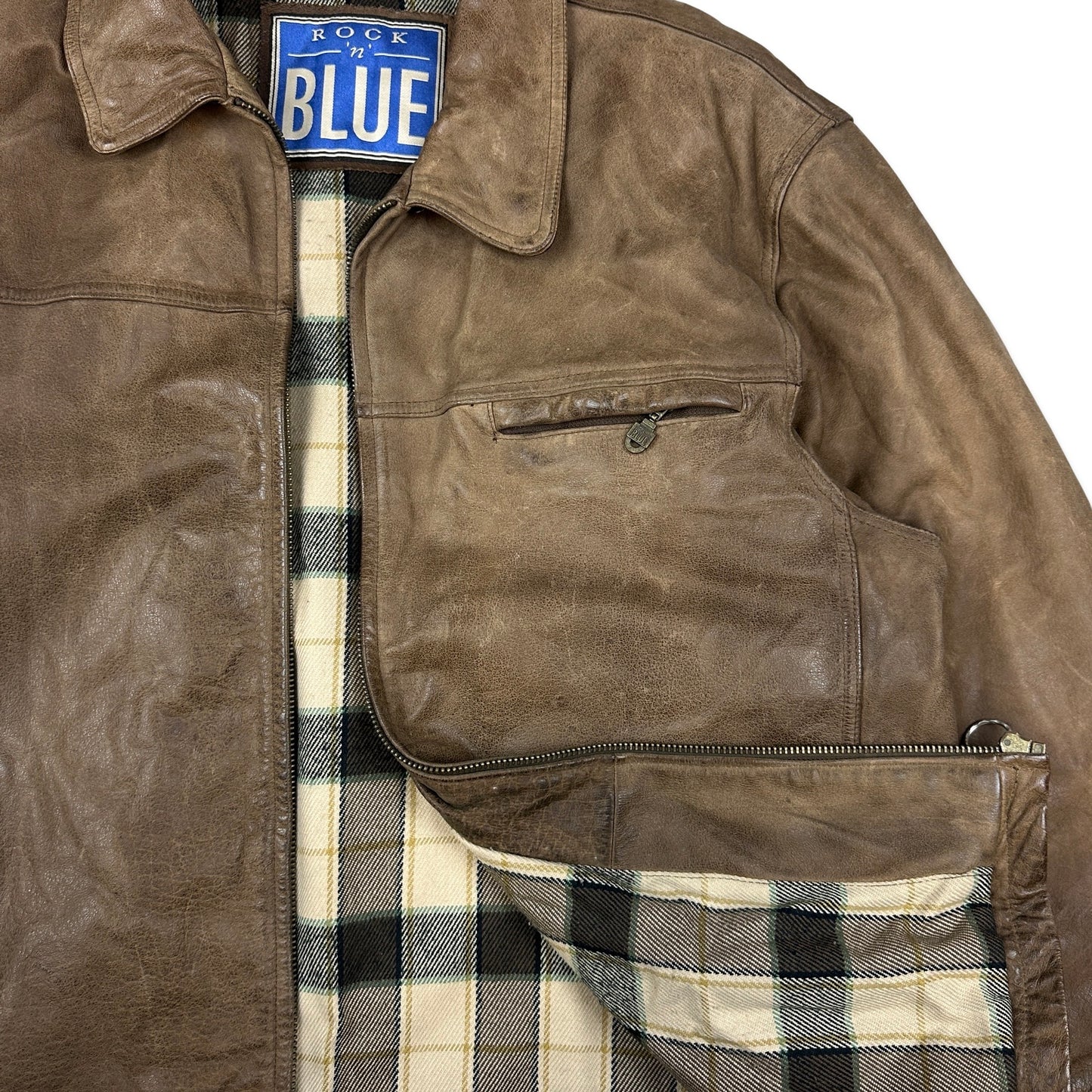90s Vintage Brown Leather Jacket XL