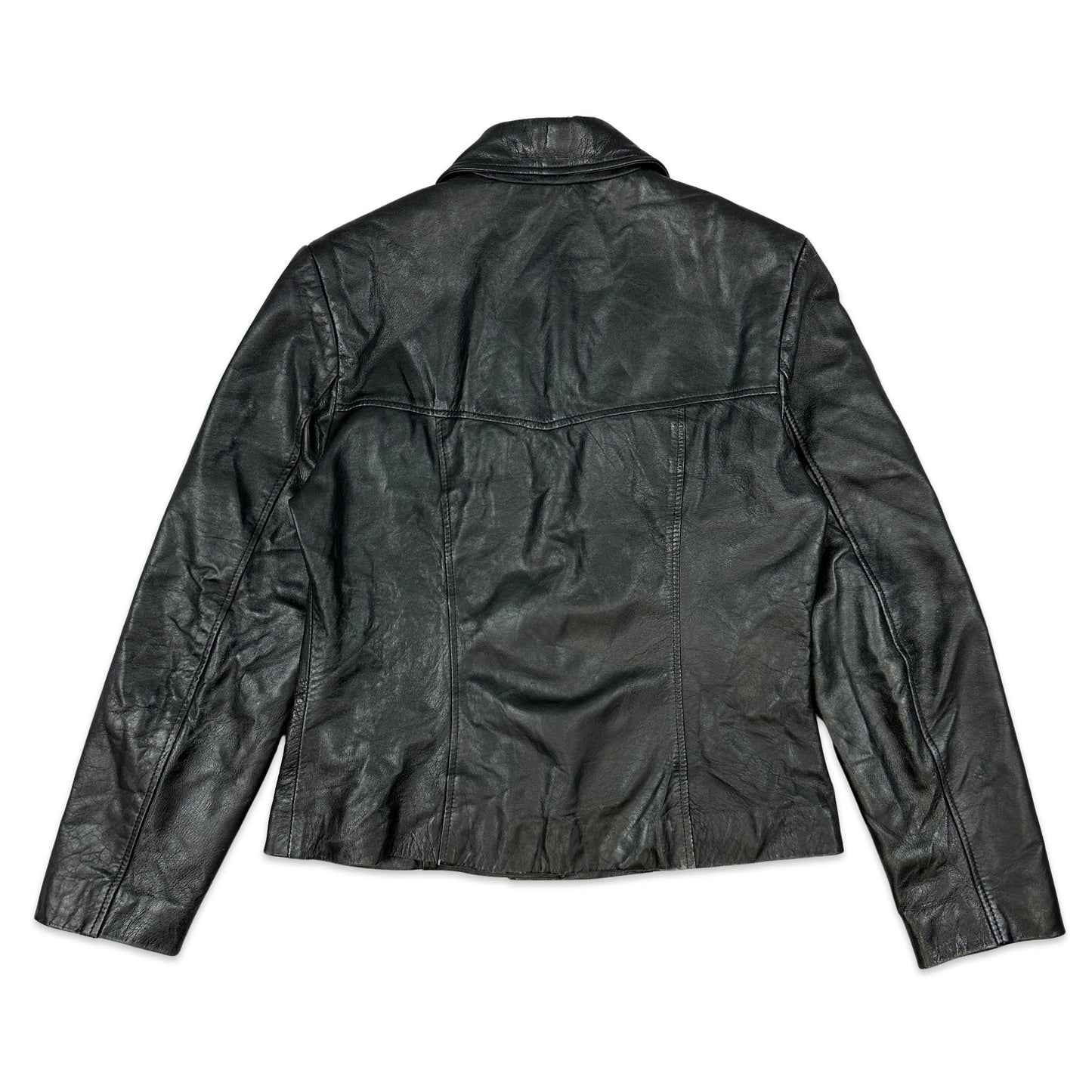 SVintage Black Leather Jacket 12