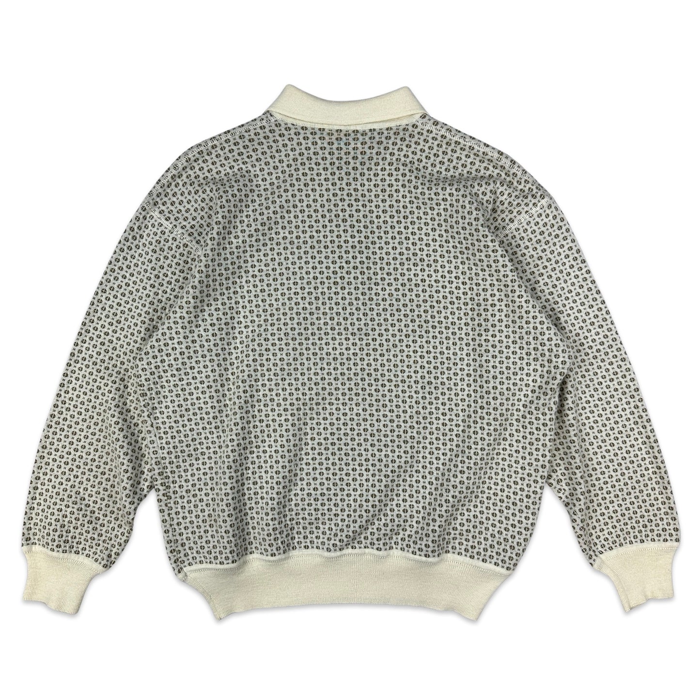 Vintage 80s Patterned Wool Knit Jumper L