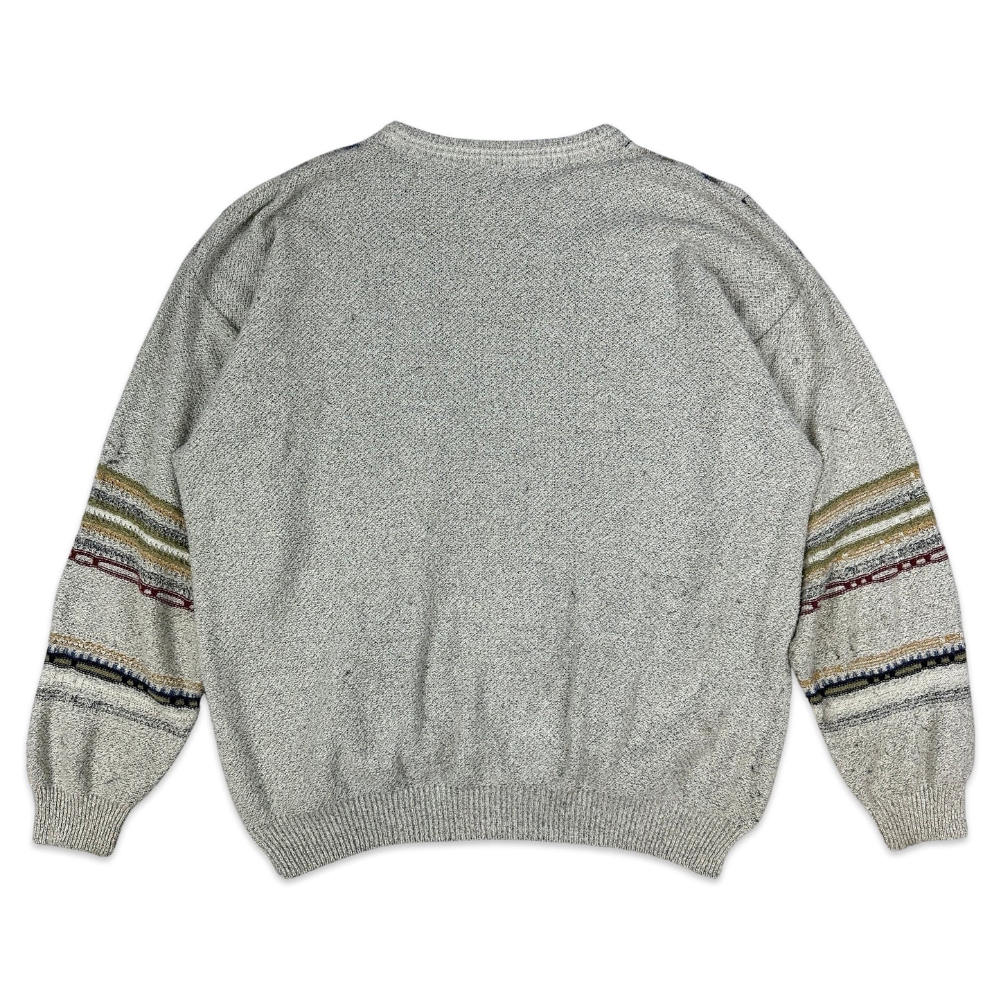 Vintage 90s Grey Patterned Knit Jumper XL