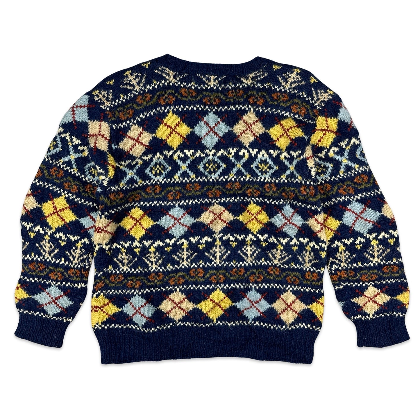 Vintage Blue Patterned Knit Jumper 10