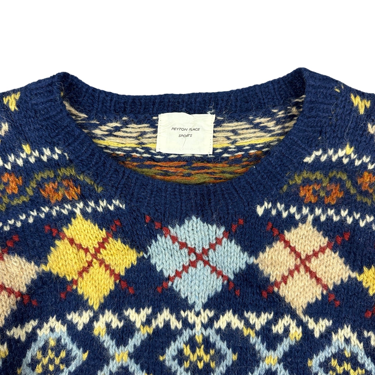 Vintage Blue Patterned Knit Jumper 10