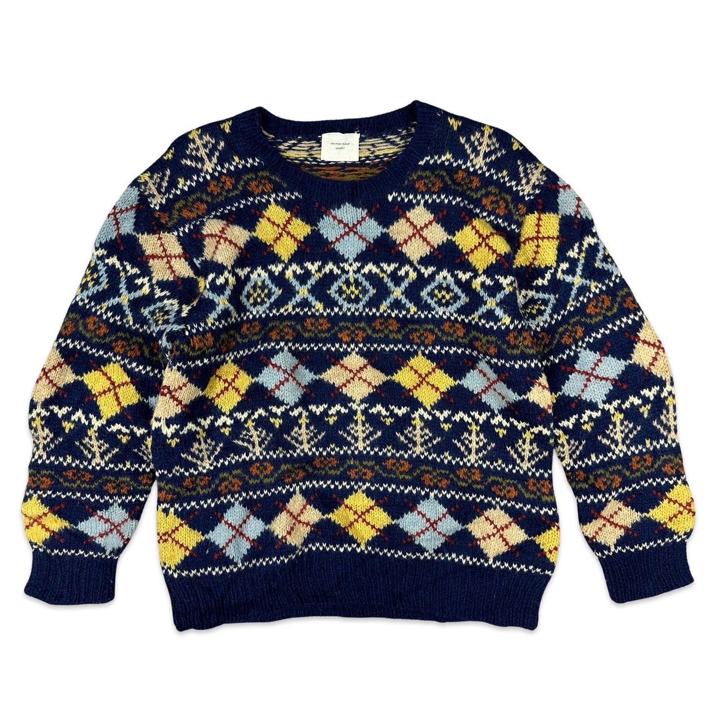 Vintage Blue Patterned Knit Jumper 10