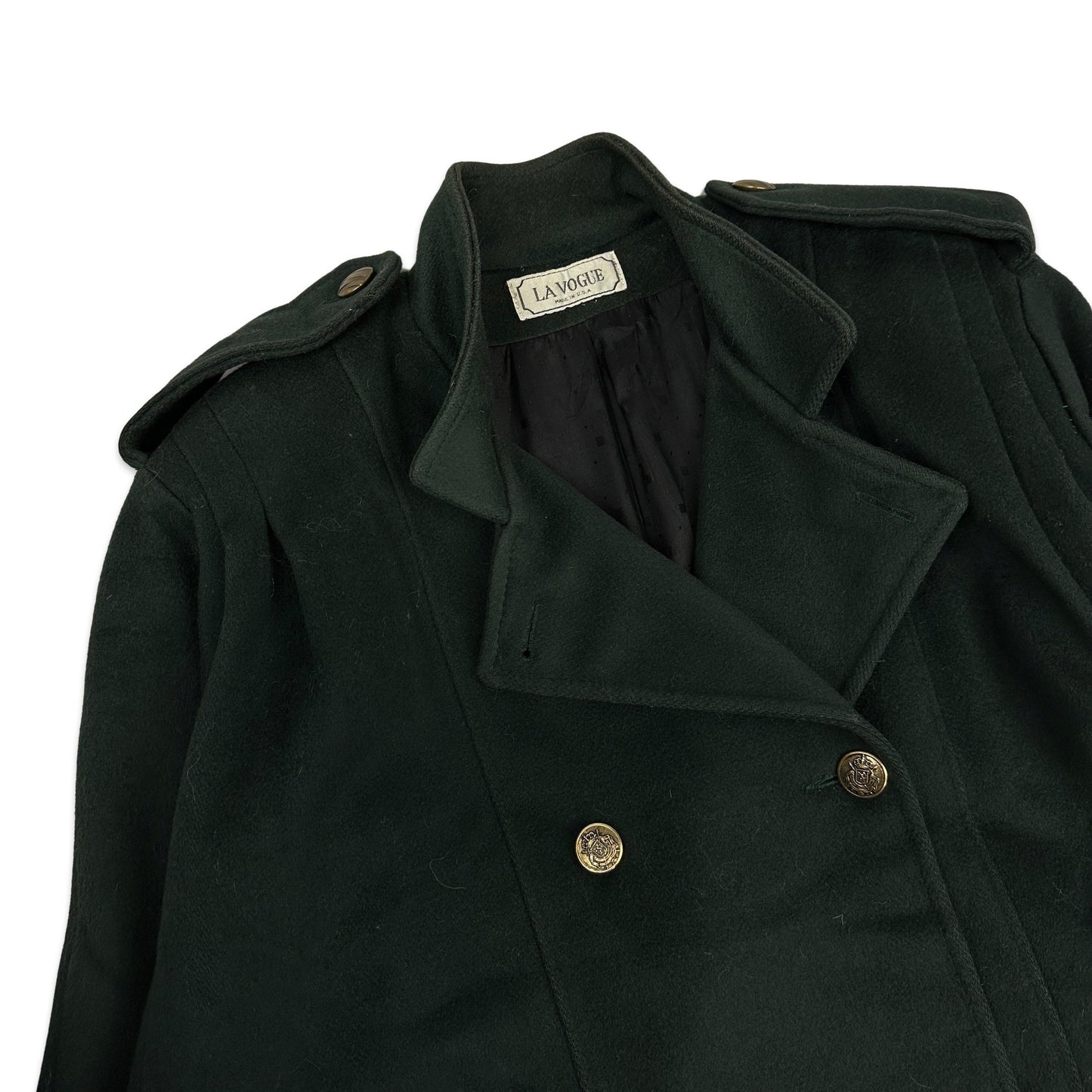 90s Vintage Ladies Forest Green Wool Duster Coat 18