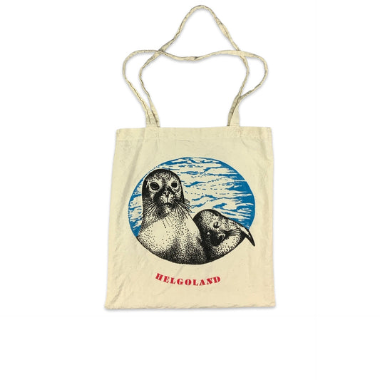 Vintage Helgoland Seal Graphic Print Canvas Tote Bag