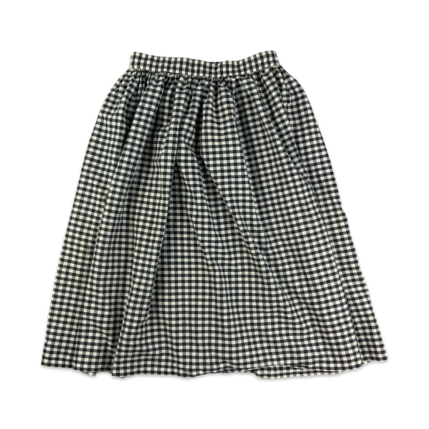 Vintage Black & White Gingham Button-up Midi Skirt 8