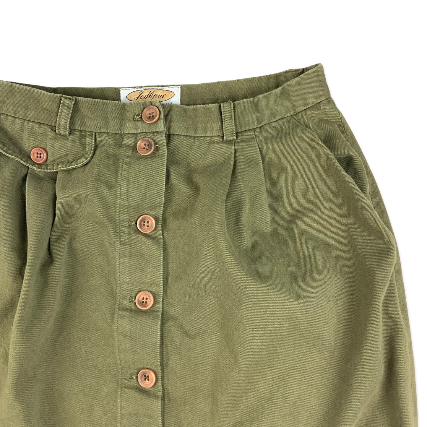 Vintage Green Button-up Pleated Midi Skirt 10