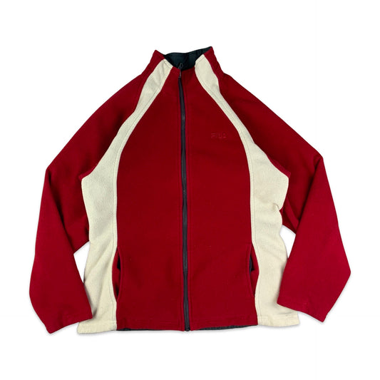 FILA Reversible Red & White Fleece / Grey & White Windbreaker S M