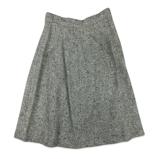 70s Vintage Grey Wool Midi Skirt 14