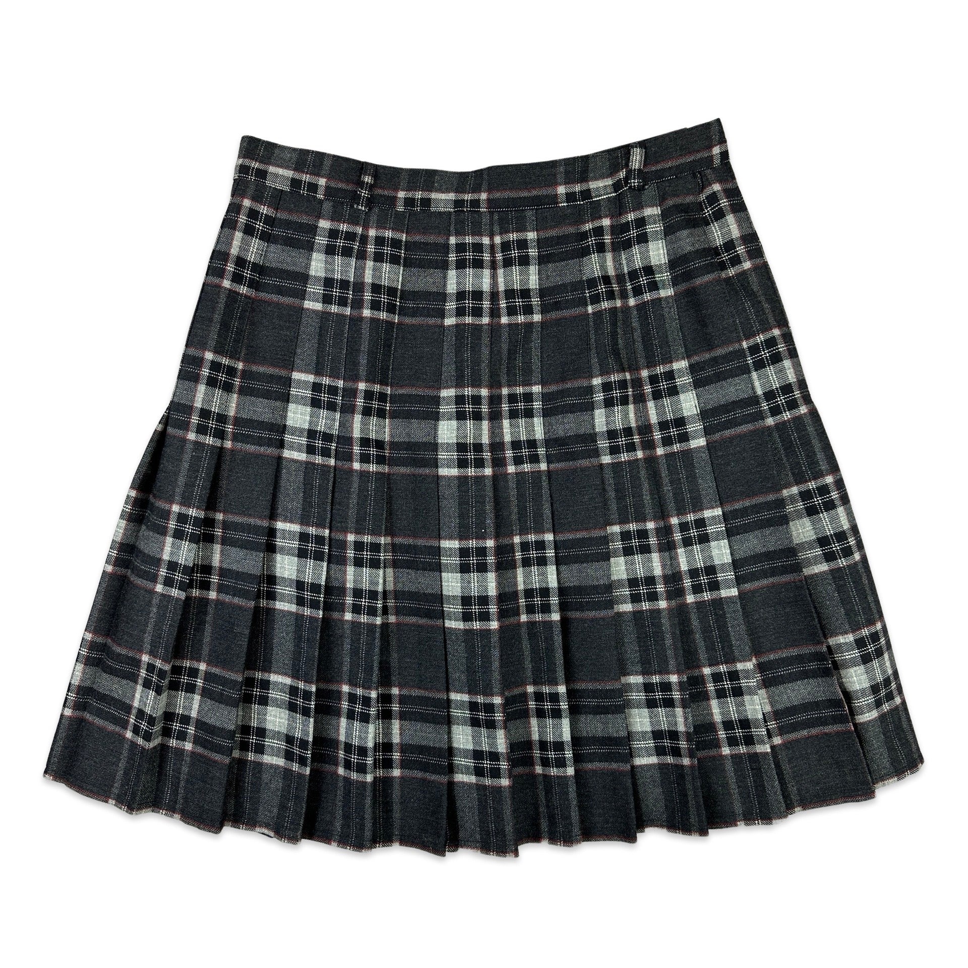 Grey check pleated mini skirt best sale