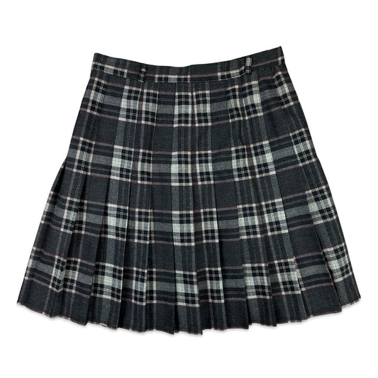 Vintage Grey Check Pleated Mini Skirt 14