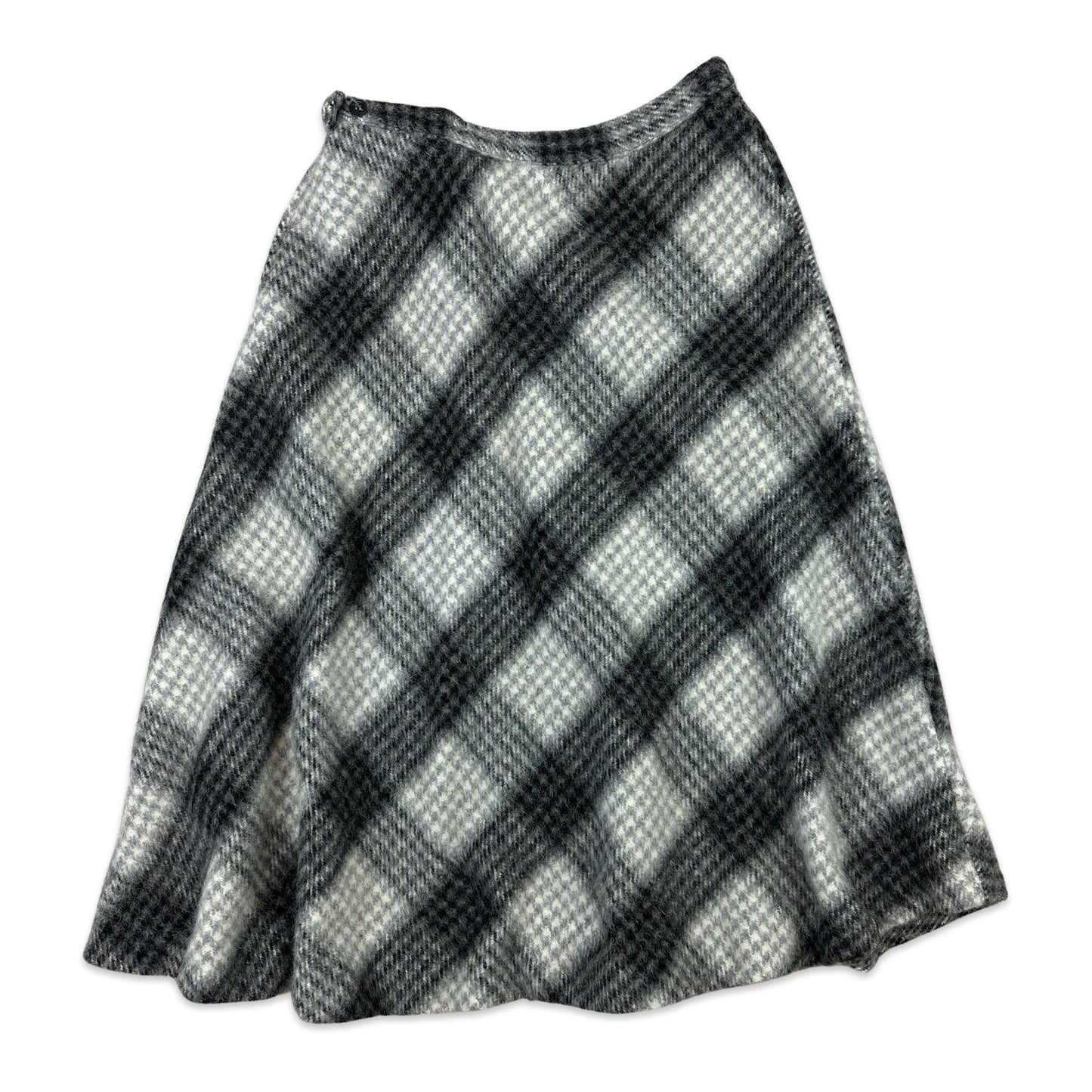 70s Vintage Wool Check Midi Skirt 12