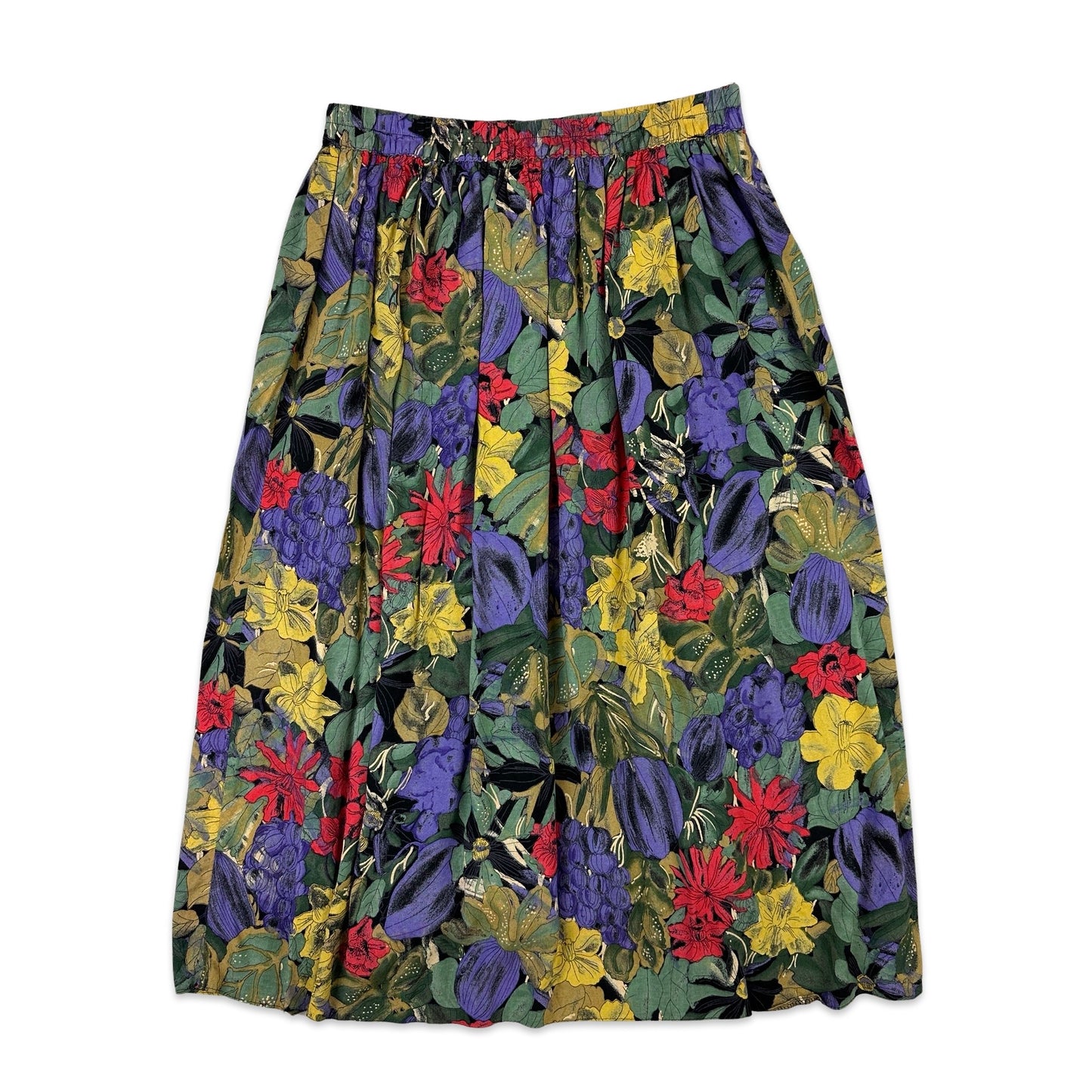 80s Vintage Floral Midi Skirt 12
