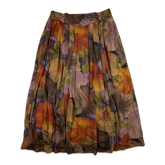80s Vintage Autumnal Patterned Midi Skirt 12