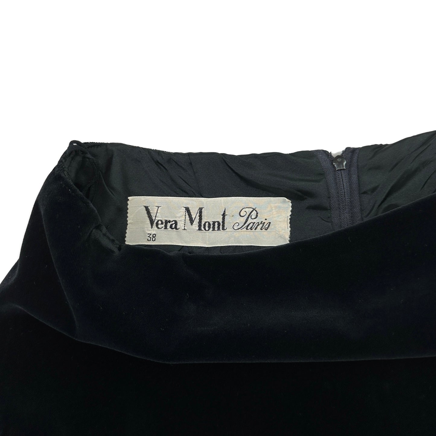 80s Vintage Vera Mont Black Velour Velvet Skirt 10